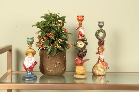 Kandelaar Kerst 39 cm - Goud - Resin