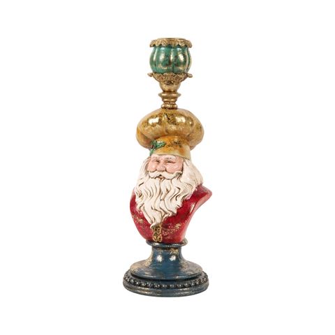 Kandelaar Kerstman 25 cm - Goud - Resin