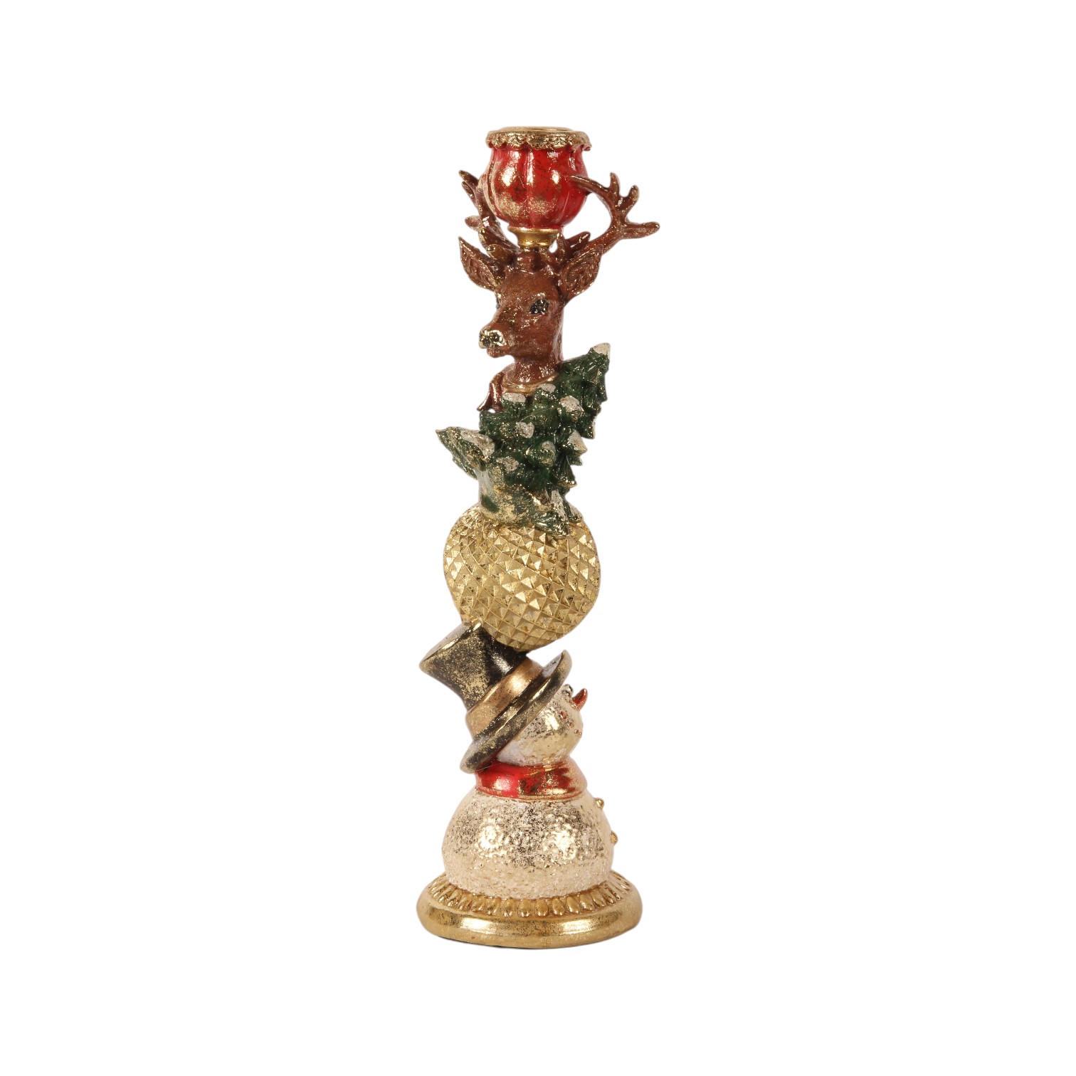 Kandelaar Kerst 9,5 cm - Goud - Resin