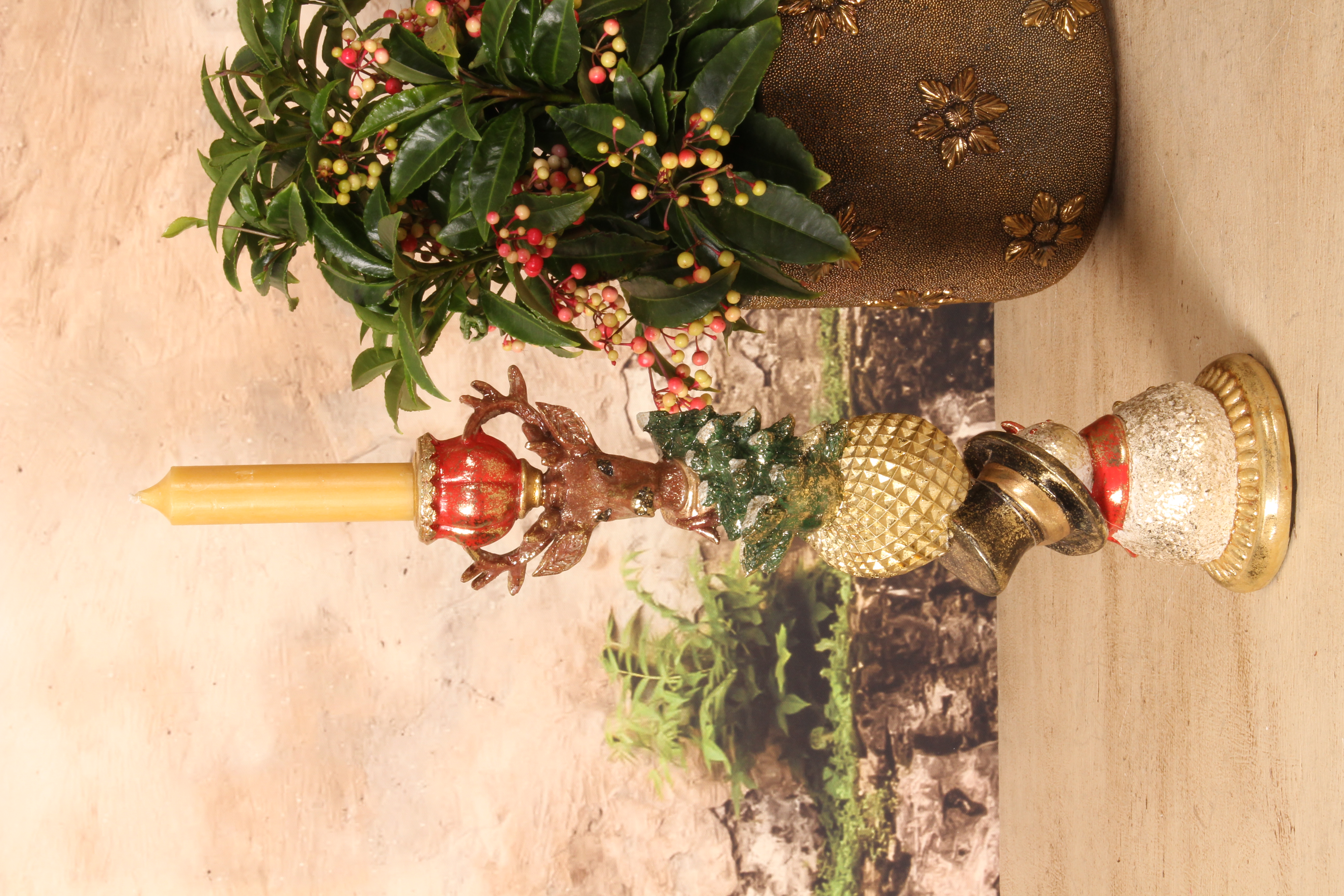 Kandelaar Kerst 9,5 cm - Goud - Resin