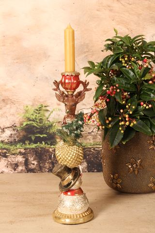 Kandelaar Kerst 25 cm - Goud - Resin