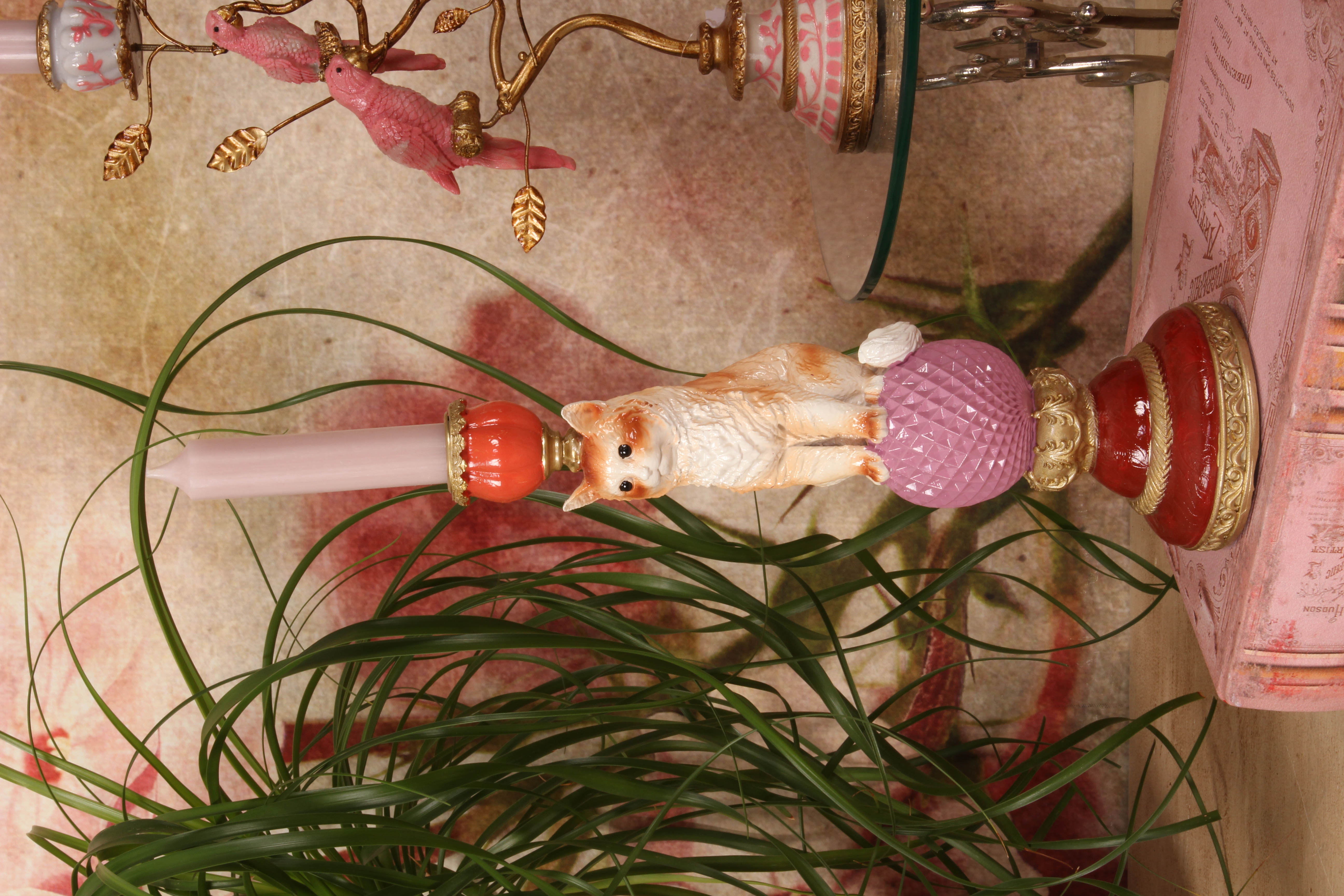 Kandelaar Kat 28 cm - Multi - Resin