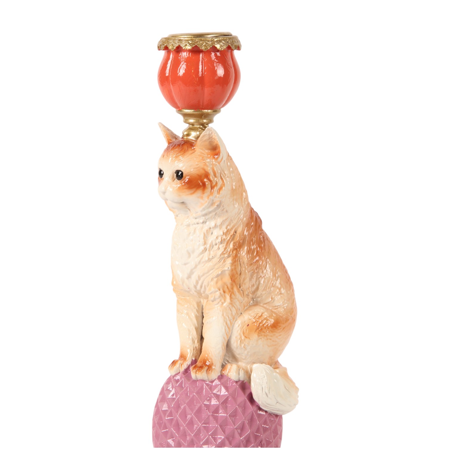 Kandelaar Kat 28 cm - Multi - Resin