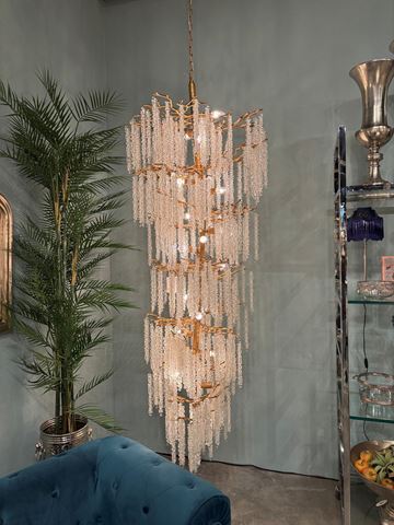 Chandelier Waterfall 180 cm - Gold - Iron & Glass