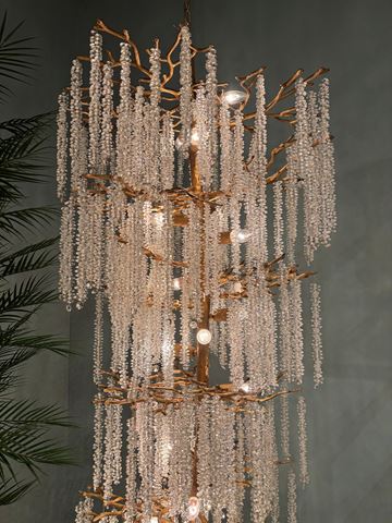 Chandelier Waterfall 180 cm - Gold - Iron & Glass