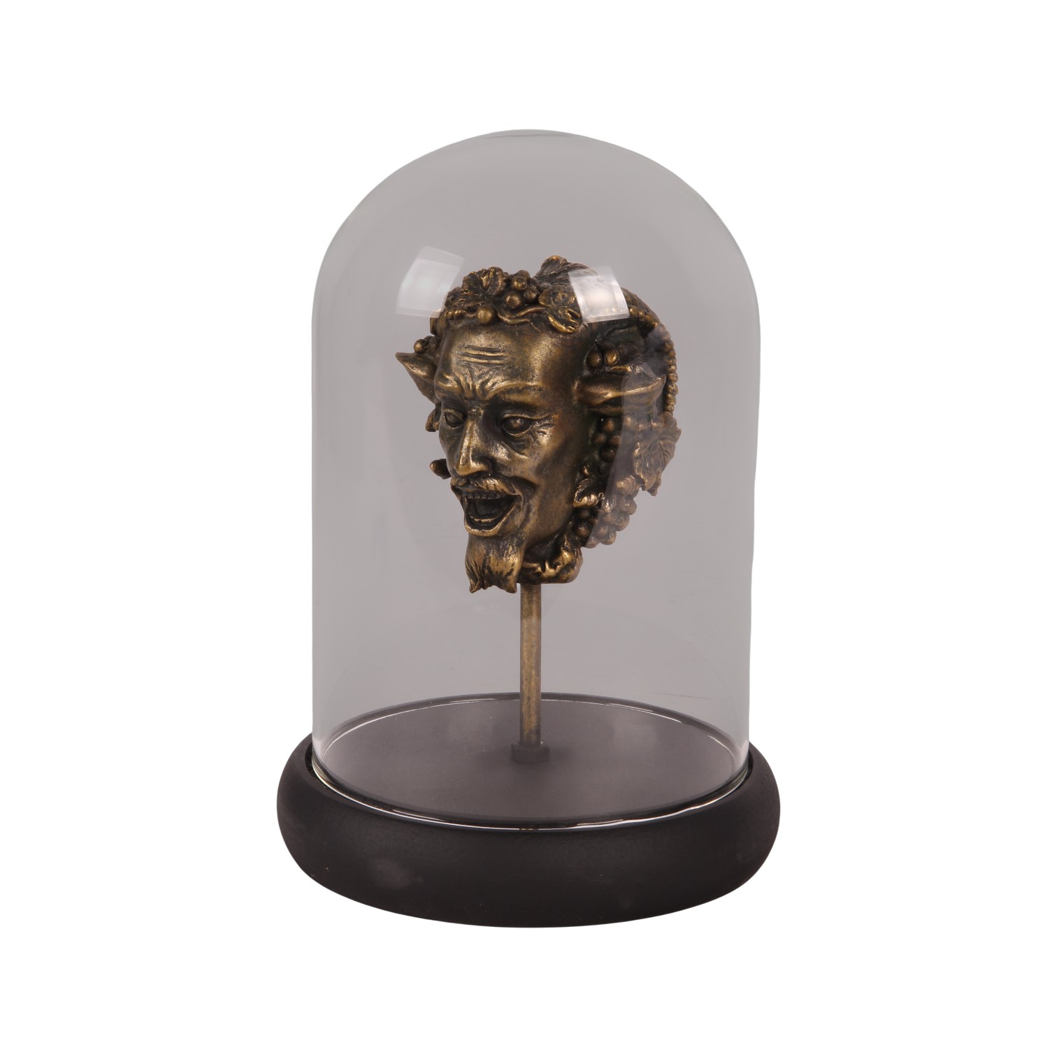 Bacchus-Figur mit Glasglocke 23 cm – Gold – Kunstharz