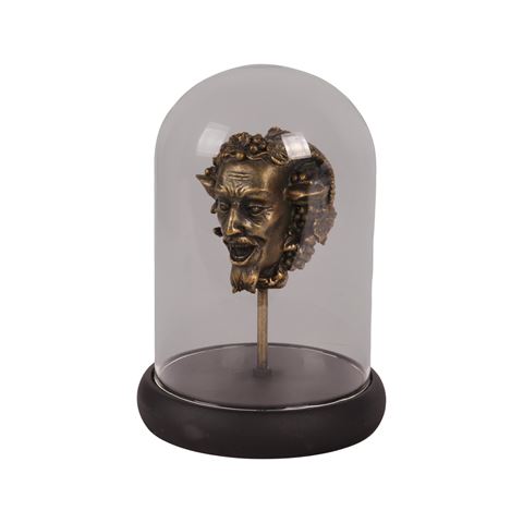 Bacchus-Figur mit Glasglocke 23 cm – Gold – Kunstharz