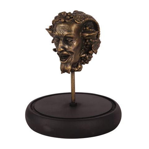 Bacchus-Figur mit Glasglocke 23 cm – Gold – Kunstharz