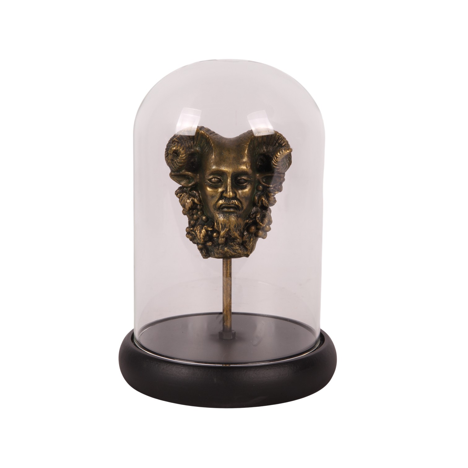 Bacchus-Figur mit Glasglocke 23 cm – Gold – Kunstharz