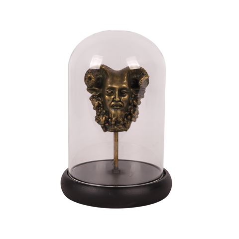 Bacchus-Figur mit Glasglocke 23 cm – Gold – Kunstharz