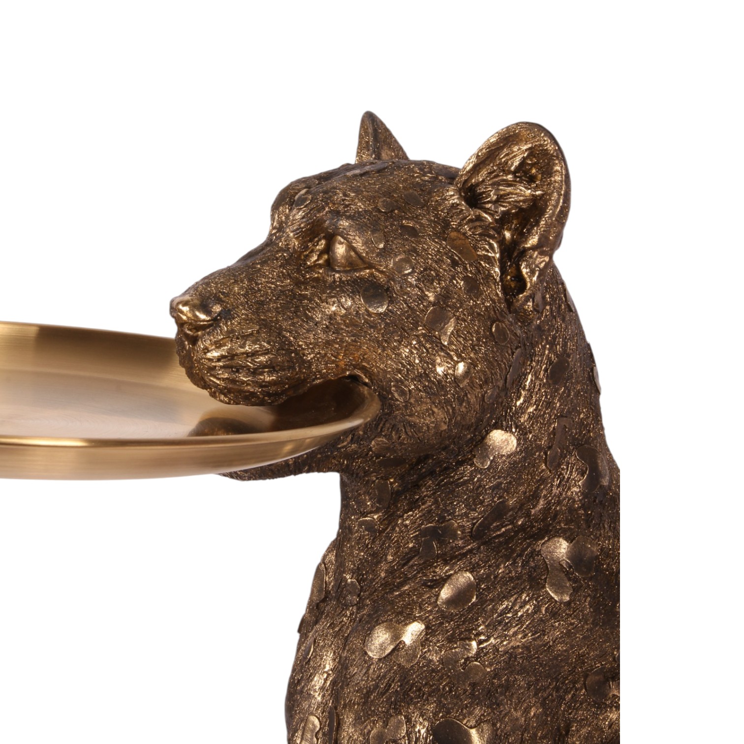 Luipaard met bord 62 cm - Goud - Hars