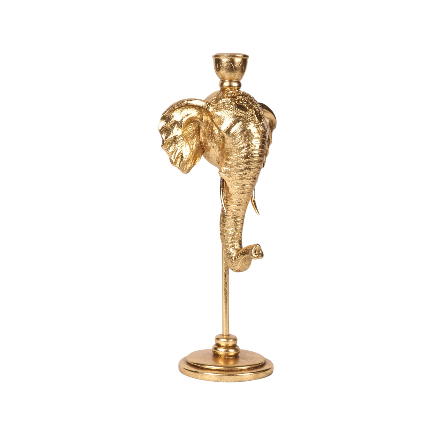 Olifant kaarsenhouder 35,5 cm - goud - hars