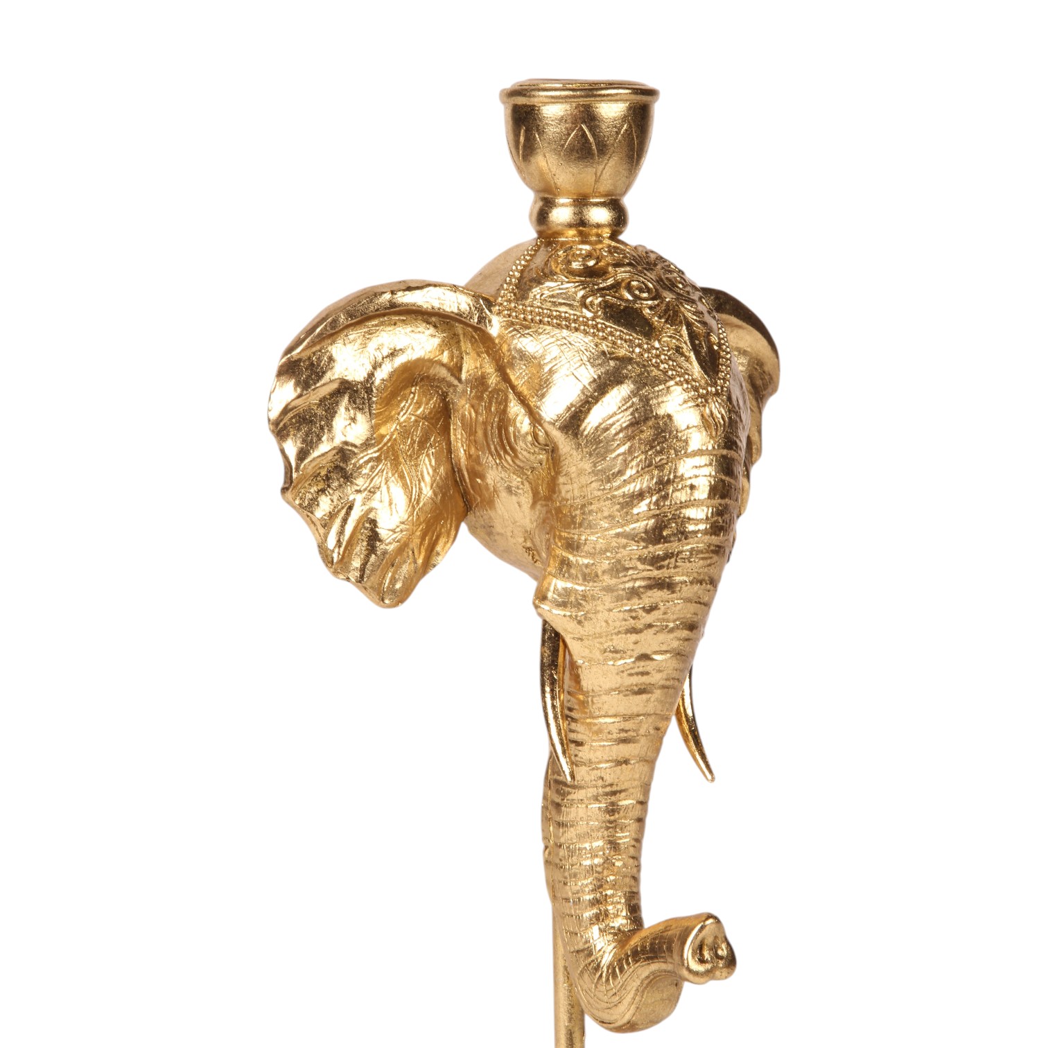 Olifant kaarsenhouder 35,5 cm - goud - hars