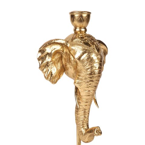 Bougeoir éléphant 35,5 cm - Doré - Résine
