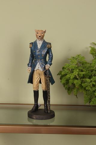 Staand jaquar - gekleed ontwerp - 43 cm - hars