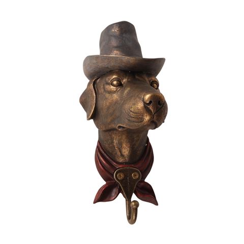 Wandhaak Hond 22,5 cm - Goud - Resin