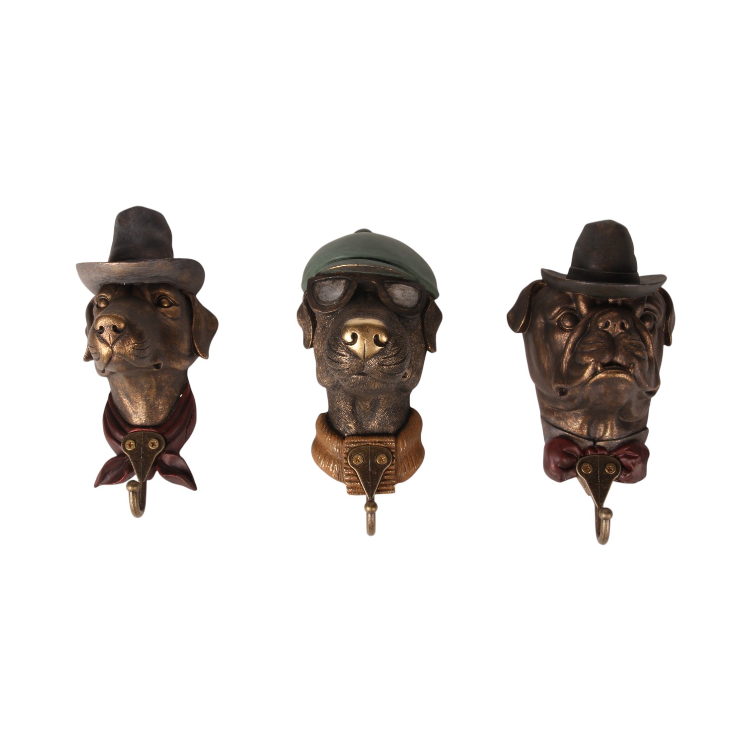 Wandhaak Hond 22,5 cm - Goud - Resin