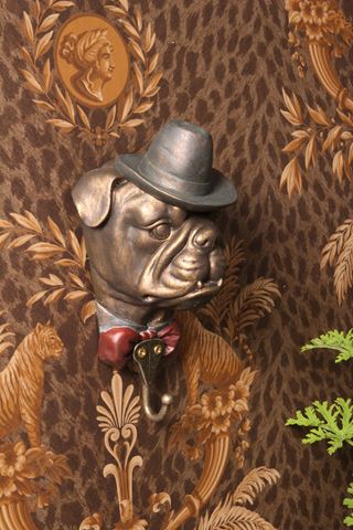 Wandhaak Buldog 22 cm - Goud - Resin