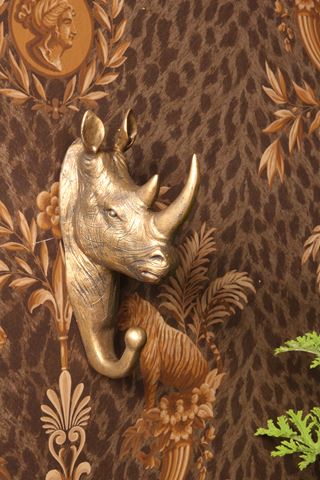 Wandhaak Neushoorn 18,5 cm - Goud - Resin