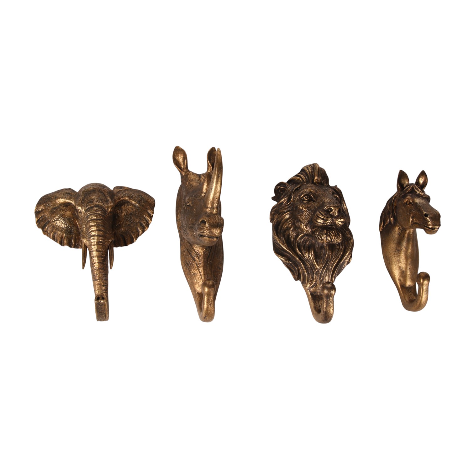 Wandhaak neushoorn 18,5 cm - Goud - Hars