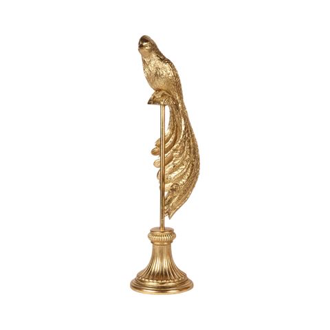 Bird Figurine on Stand 49 cm - Gold - Resin