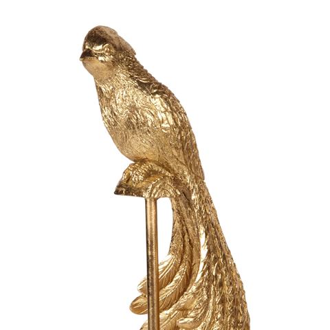 Bird Figurine on Stand 49 cm - Gold - Resin