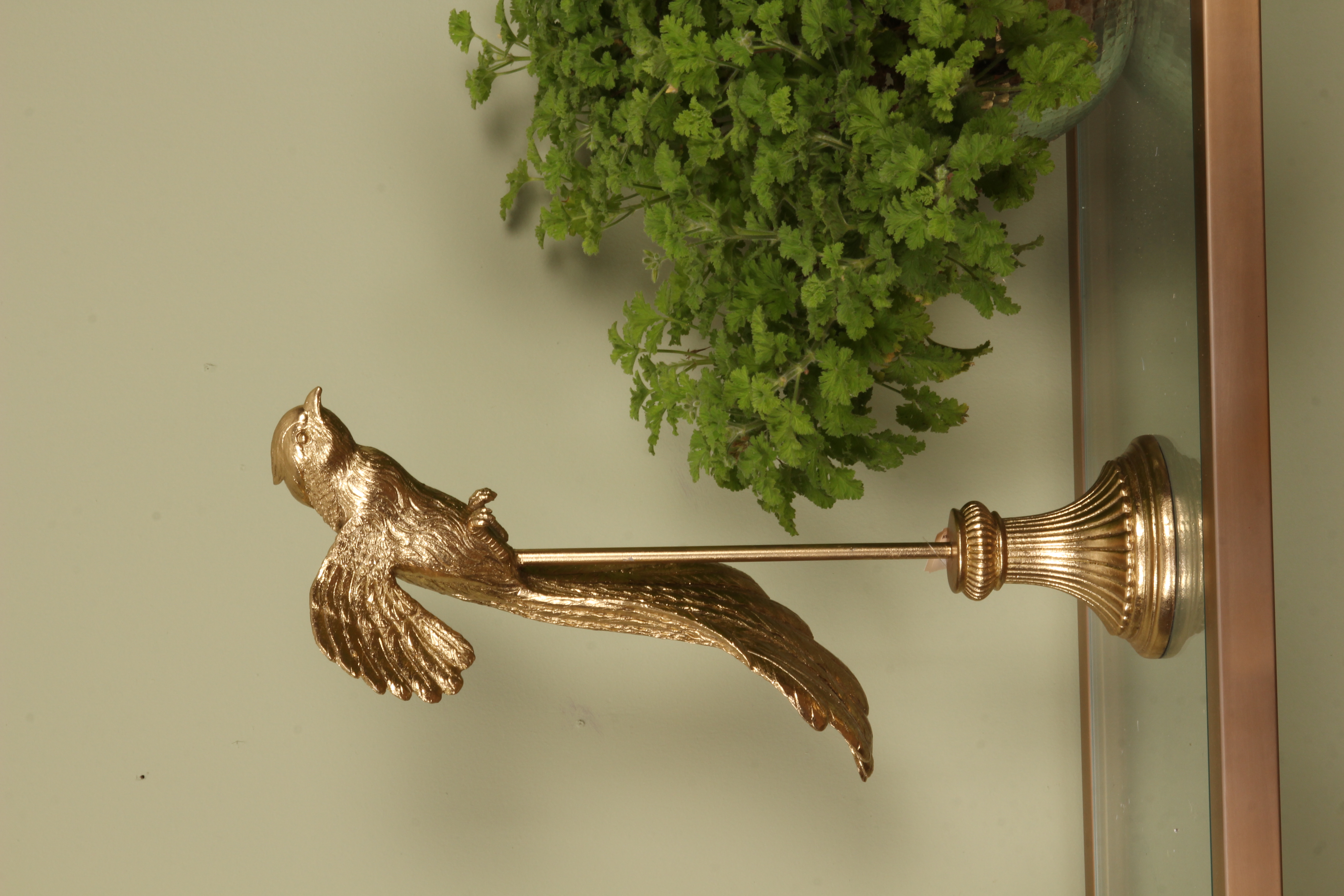 Bird Figurine on Stand 49,5 cm - Gold - Resin