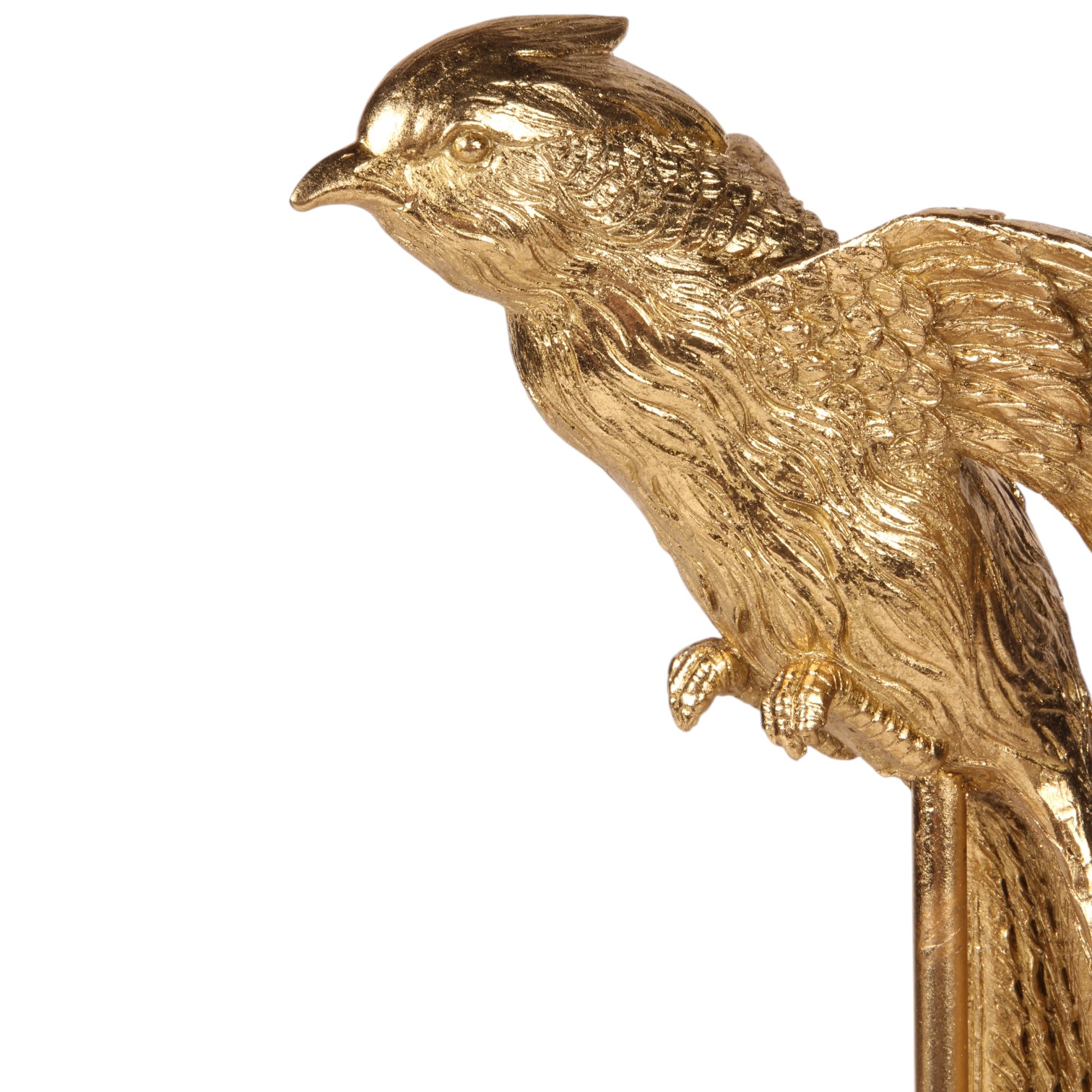 Bird Figurine on Stand 49,5 cm - Gold - Resin