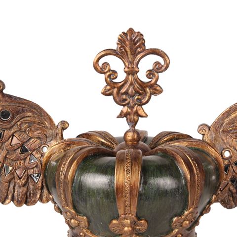 Couronne Royale sur Pied 36,5 cm - Vert/Doré - Résine
