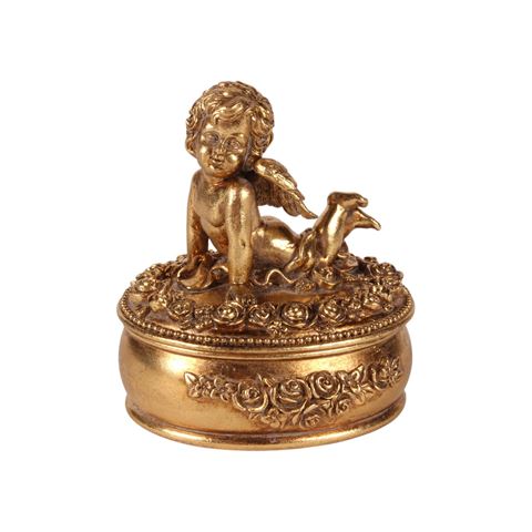 Engel-Schmuckschatulle 12,5 cm – Gold – Kunstharz