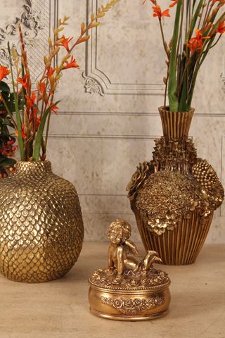 Engel-Schmuckschatulle 12,5 cm – Gold – Kunstharz