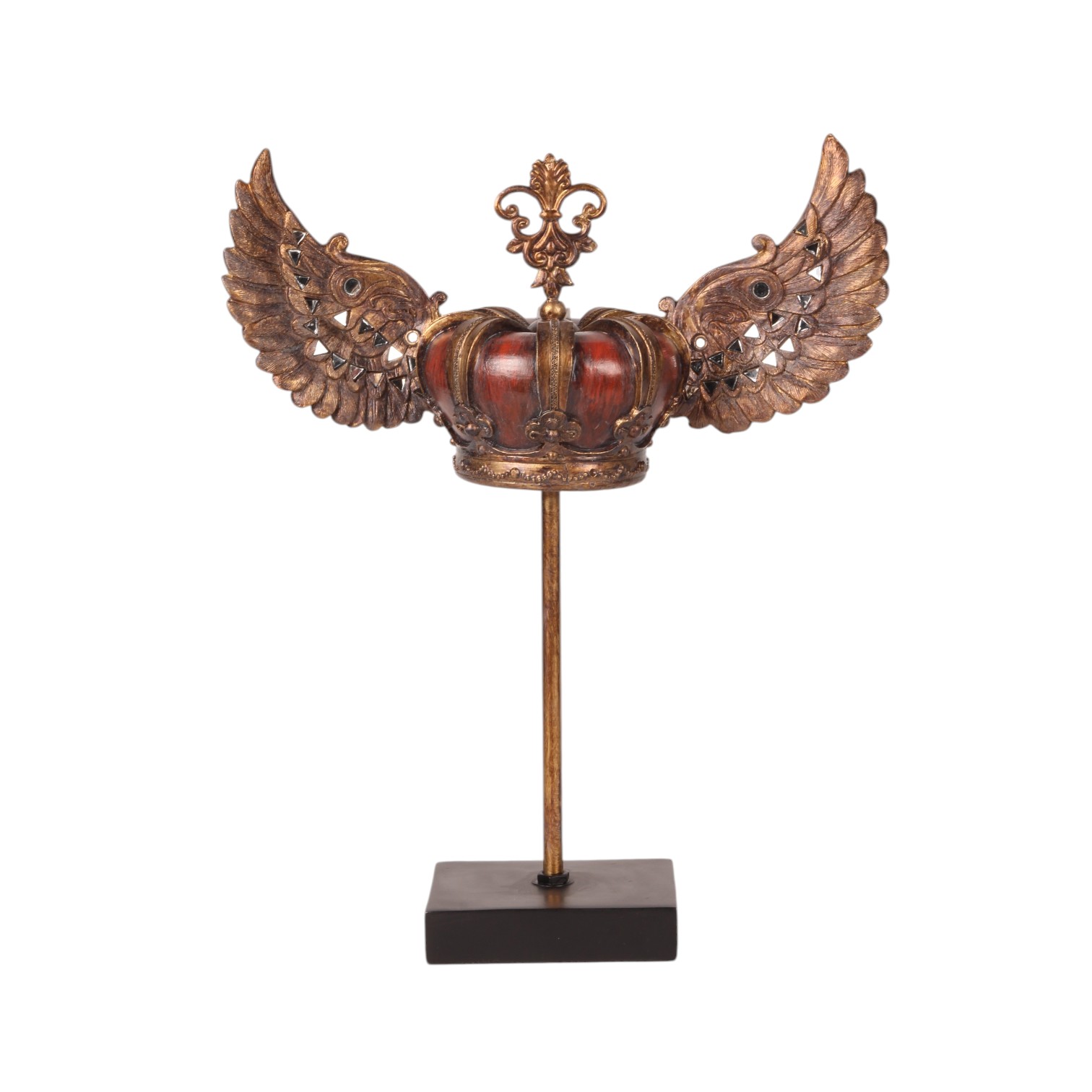 Royal Crown on Stand 36,5 cm - Red/Gold - Resin
