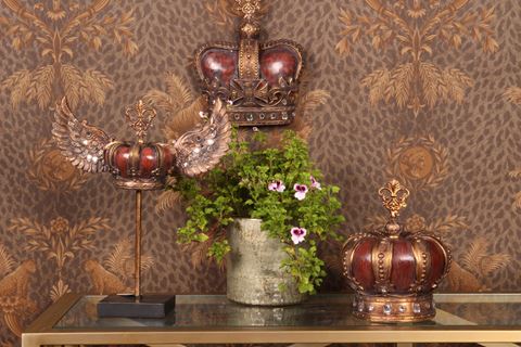 Couronne Royale sur Pied 36,5 cm - Rouge/Doré - Résine