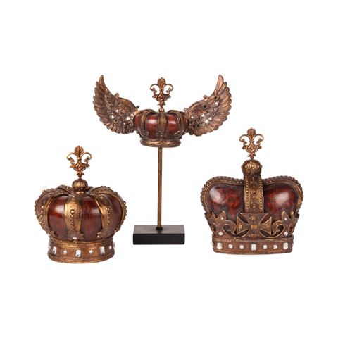 Couronne Royale sur Pied 36,5 cm - Rouge/Doré - Résine