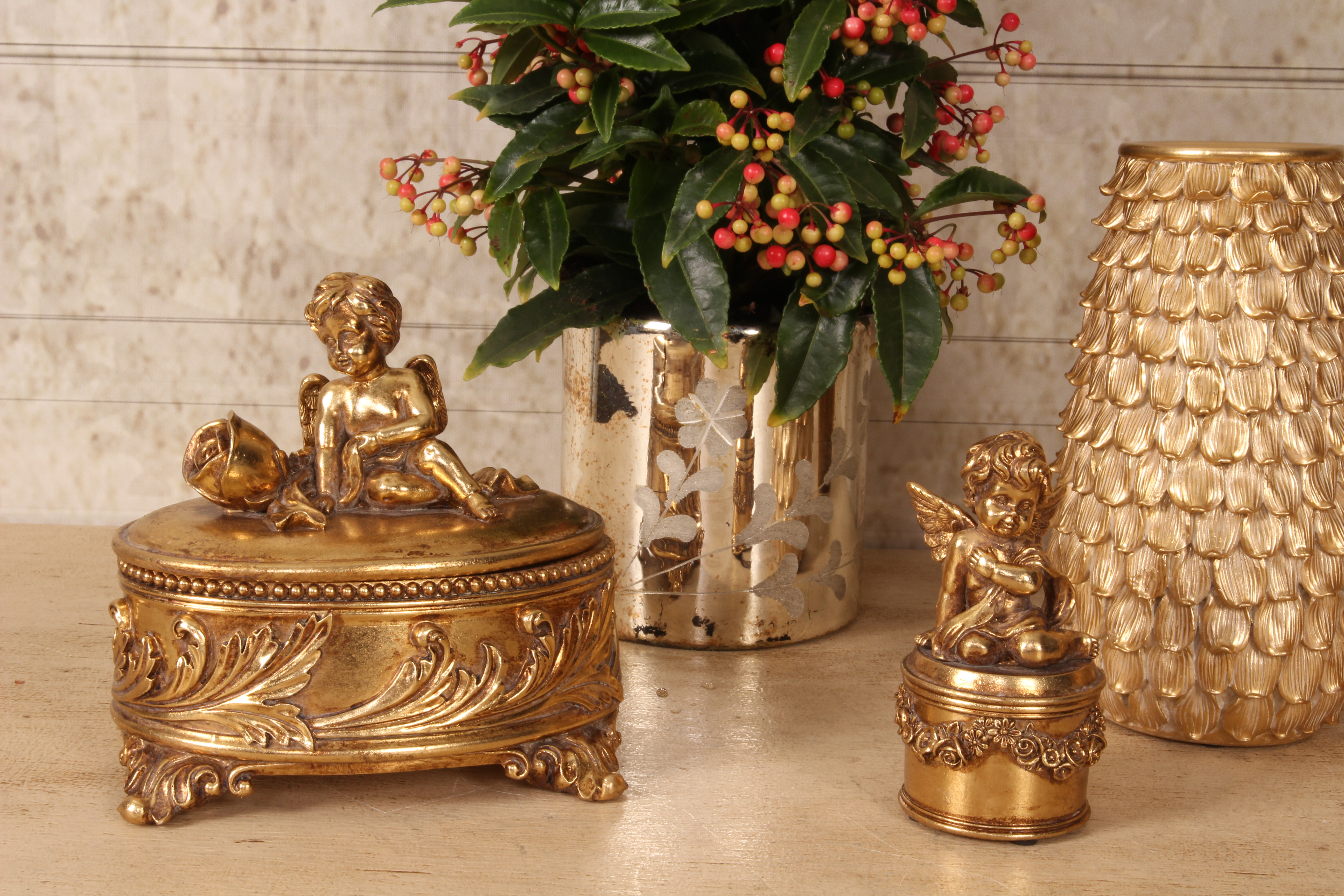 Coffret à Bijoux Ange 15,5 cm - Doré - Résine