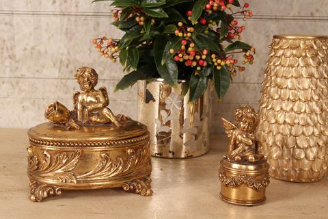 Coffret à Bijoux Ange 15,5 cm - Doré - Résine