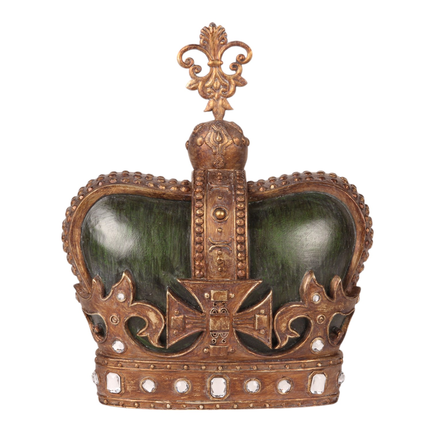 Royal Crown Ornament 23,5 cm - Green/Gold - Resin