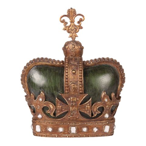 Couronne Royale Ornement 23,5 cm - Vert/Doré - Résine