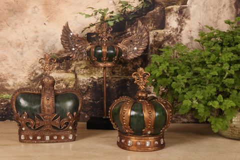 Couronne Royale Ornement 23,5 cm - Vert/Doré - Résine