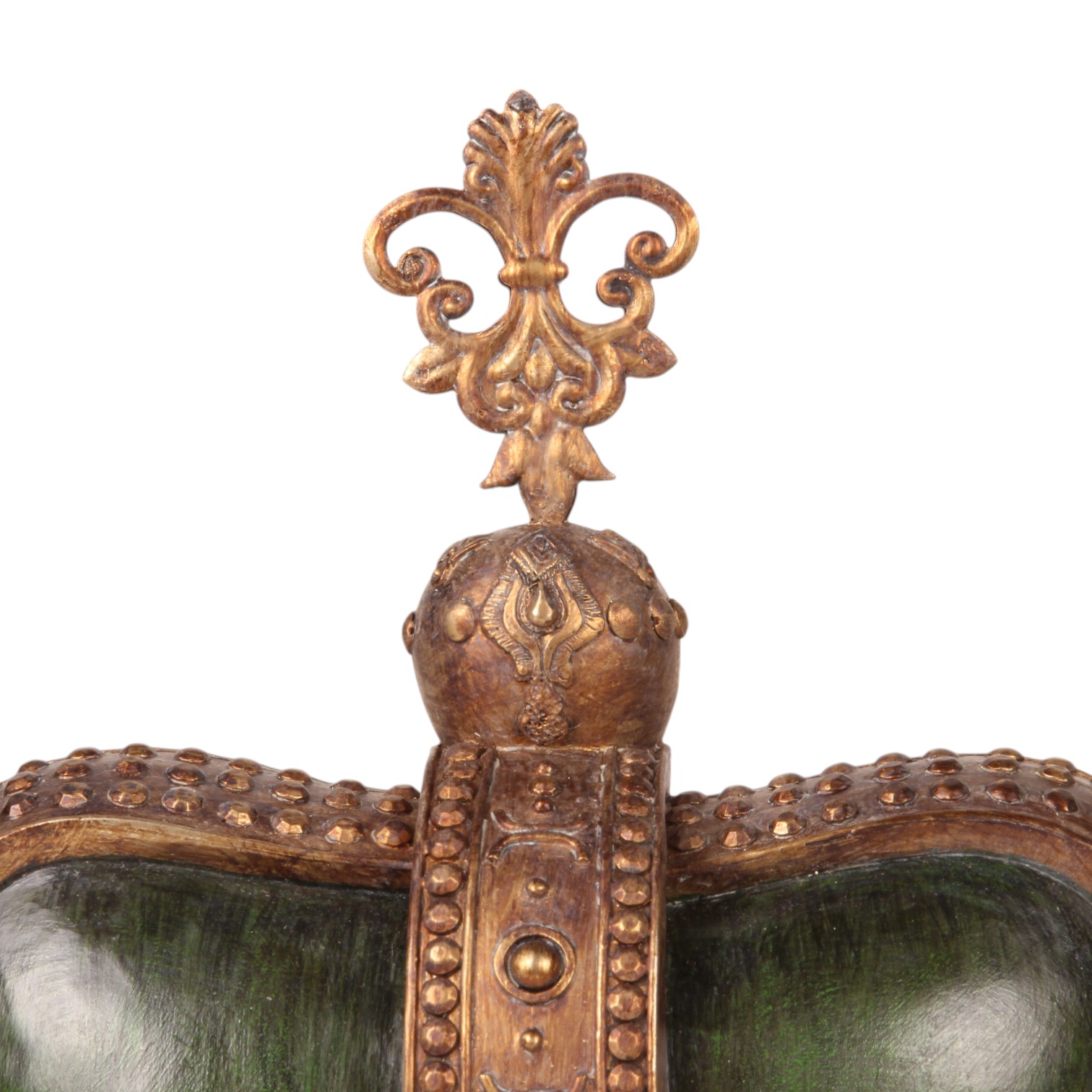Royal Crown Ornament 23,5 cm - Green/Gold - Resin