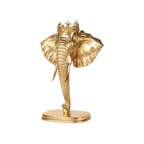Elephant Figurine on Stand 37,5 cm - Gold - Resin