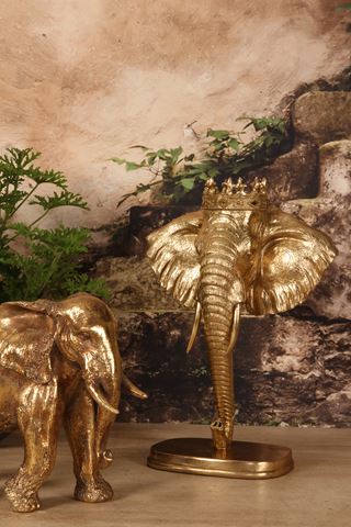Elephant Figurine on Stand 37,5 cm - Gold - Resin