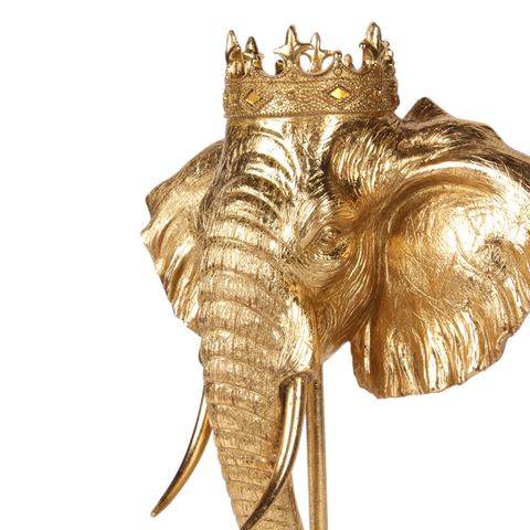 Elephant Figurine on Stand 37,5 cm - Gold - Resin