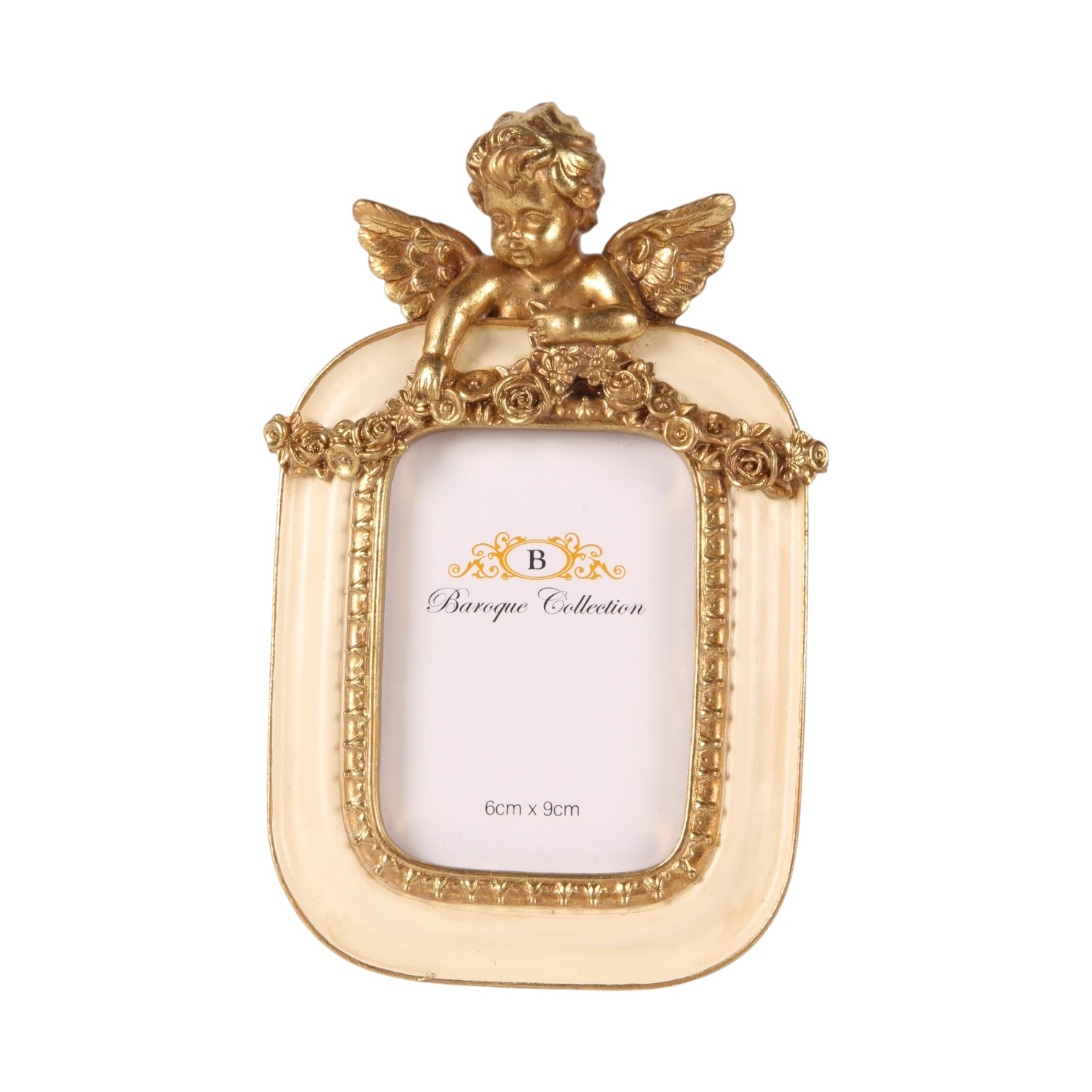Fotolijst Engel 6 x 9 cm - Crème/Goud - Resin - Staand