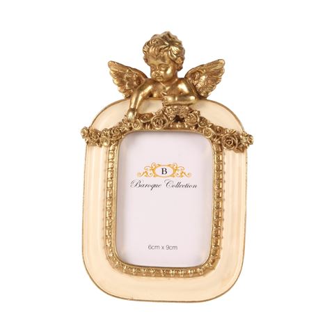 Fotolijst Engel 6 x 9 cm - Crème/Goud - Resin - Staand