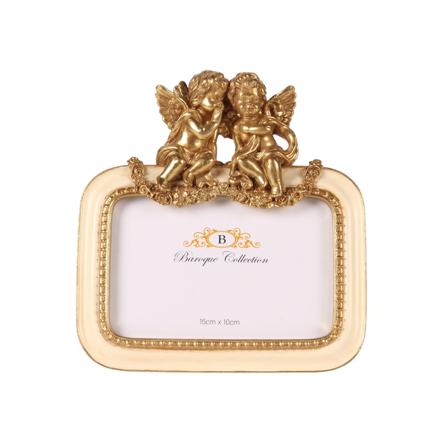 Fotolijst Engelen 15 x 10 cm - Crème/Goud - Resin - Liggend