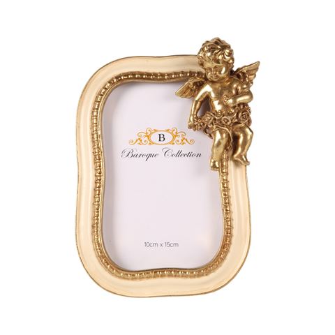 Fotolijst Engel 10 x 15 cm - Crème/Goud - Resin - Staand
