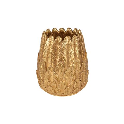 Feathers Vase 15 cm - Gold - Resin