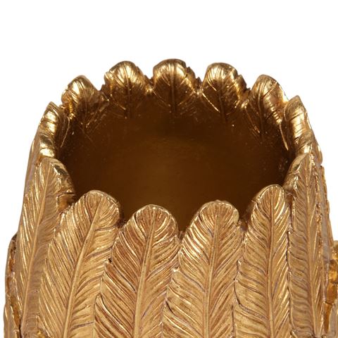 Feathers Vase 15 cm - Gold - Resin
