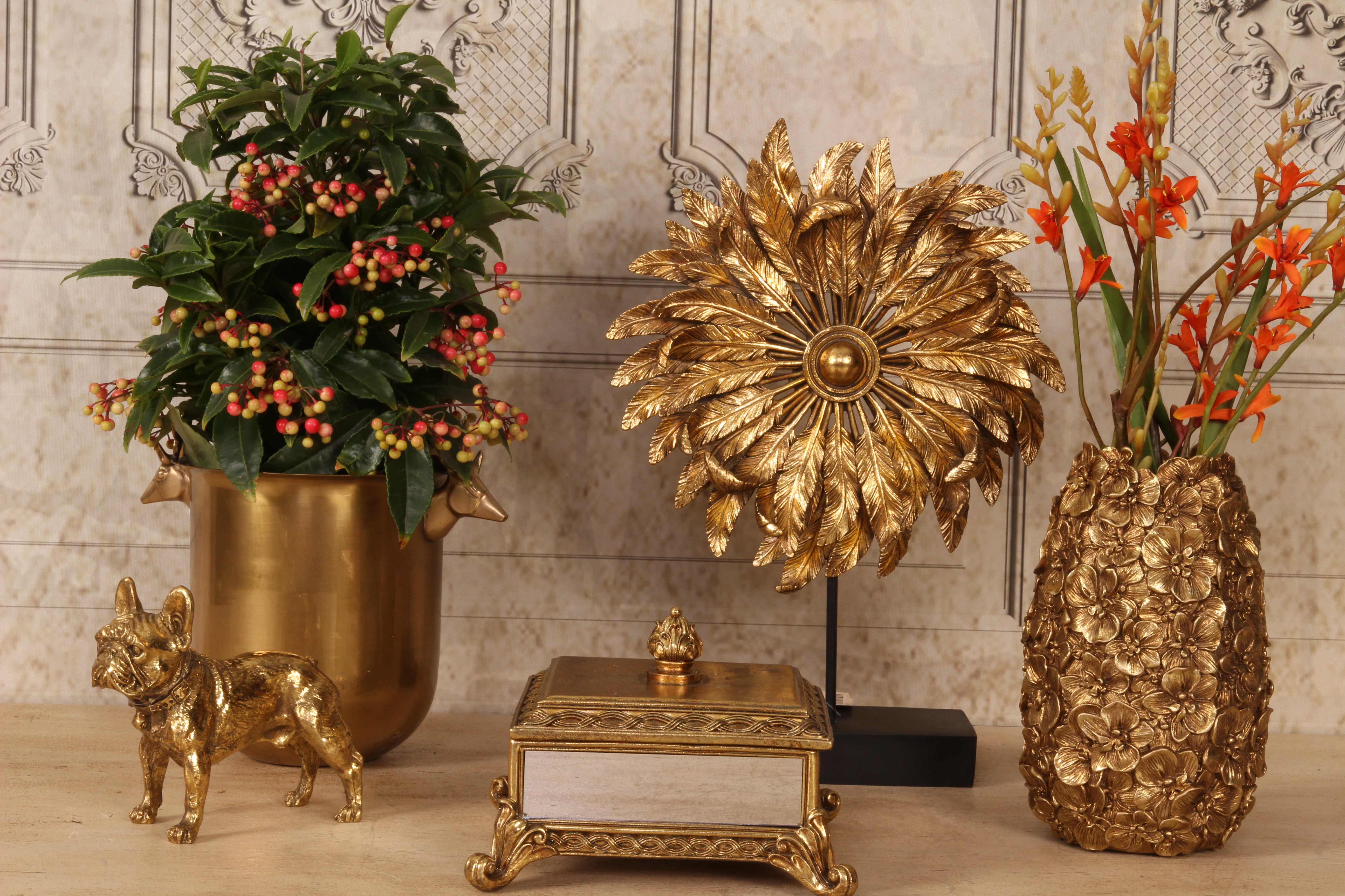 Orchid Vase 19,5 cm - Gold - Resin